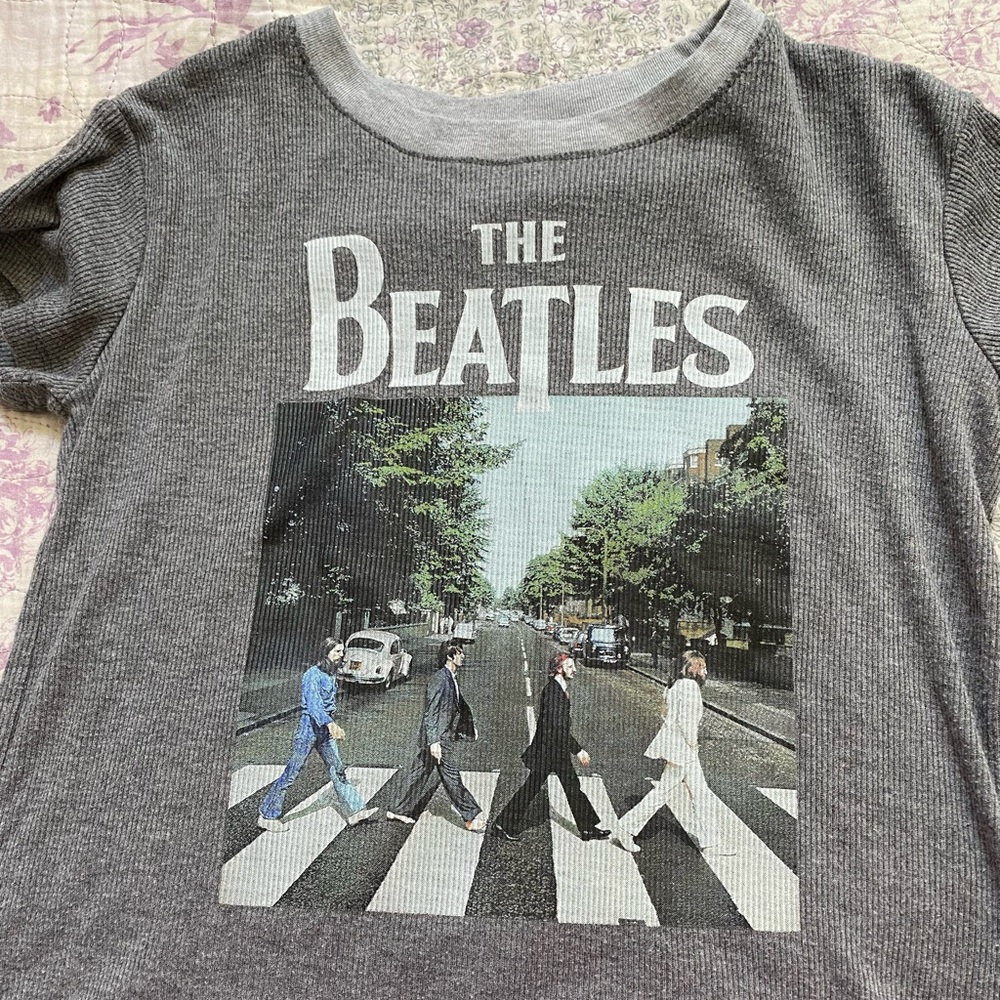 Beetles shirt, color: grey, size: medium 10/12